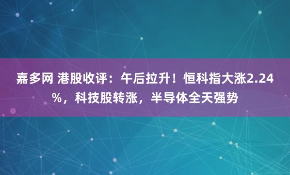 嘉多网 港股收评：午后拉升！恒科指大涨2.24%，科技股转涨，半导体全天强势