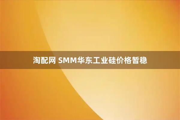 淘配网 SMM华东工业硅价格暂稳